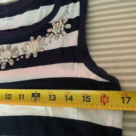 EXPRESS Blue & White striped Tank top #115 - Picture 6 of 7